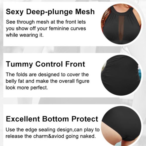 I2CRAZY High Neck Plunge Mesh Ruched Swimsuit  🏝️  NEW WITH TAG!!! - Picture 7 of 15